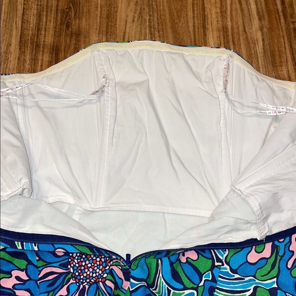 Lilly Pulitzer women’s 4 small dress Strapless Blue Green Floral Bowen vintage - Picture 5 of 9